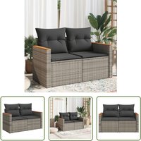 Gartensofa 2-Sitzer mit Kissen Grau Poly Rattan - Gartensofa - Outdoor Möbel - Balkonmöbel - Lounge Set - Rattan Gartenmöbel - The Living Store von THE LIVING STORE