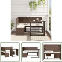 Gartensofa in L-Form mit Tisch und Kissen Braun Poly Rattan - Gartensofa - Outdoor Möbel - Lounge Set - Terrassenmöbel - Rattan Gartenmöbel - The von THE LIVING STORE