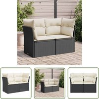The Living Store - Gartensofa mit Kissen 2-Sitzer Schwarz Poly Rattan - Gartensofa - Outdoor Möbel - Balkonmöbel - Lounge Set - Rattan Gartenmöbel von THE LIVING STORE