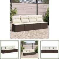 Gartensofa mit Kissen 4-Sitzer Braun Poly Rattan - Outdoor Möbel - Gartenmöbel - Sonnenschirm - Lounge Set - Esstisch - The Living Store von THE LIVING STORE