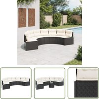 Gartensofa mit Kissen Halbrund Schwarz Poly-Rattan - Gartensofa - Halbrunder Gartensofa - Outdoor Sofa - Terrassenmöbel - Gartenmöbel Set - The von THE LIVING STORE