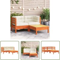 Gartensofa mit Kissen und Hocker 2-Sitzer - Holzsessel - Gartenstuhl - Outdoor Möbel - Lounge Set - Esszimmergarnitur - The Living Store von THE LIVING STORE