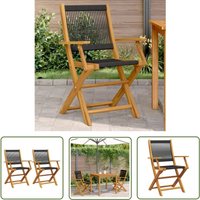 Gartenstühle 2 Stk. Schwarz Massivholz Akazie und Polypropylen - Gartenzubehör - Gartenstühle - Holzstühle - Akasienholzmöbel - Esszimmerstühle - The von THE LIVING STORE