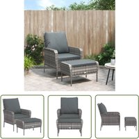 Gartenstuhl mit Fußhocker Grau Poly Rattan - Gartenstuhl - Outdoor Möbel - Lounge Set - Esszimmergarnitur - Balkonmöbeln - The Living Store Gartenstuhl mit Fußhocker Grau Poly Rattan - Gartenstuhl - Outdoor Möbel - Lounge Set - Esszimmergarnitur - Balkonmöbeln - The Living Store von THE LIVING STORE