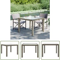 The Living Store - Gartentisch 90x90x75 cm Gehärtetes Glas Poly Rattan Grau - Gartentisch - Outdoor-Tisch - Polyrattan Tisch - Gartenmöbel von THE LIVING STORE