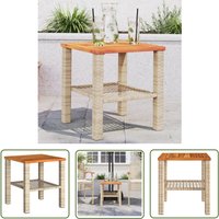 The Living Store - Gartentisch Beige 40x40x42 cm Poly Rattan Akazienholz - Gartentisch - Esstisch - Terrassenmöbel - Gartenmöbel - Rattan Tisch von THE LIVING STORE