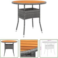 The Living Store - Gartentisch Ø80x75 cm Akazienholz und Poly Rattan Grau - Gartentisch - Outdoor-Tisch - Terrassenmöbel - Gartenmöbelset von THE LIVING STORE