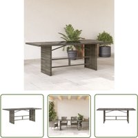 Gartentisch mit Glasplatte Grau 190x80x75 cm Poly Rattan - Gartentisch - Esstisch - Outdoortisch - Terrassenmöbel - Gartenmöbel - The Living Store von THE LIVING STORE