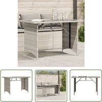 Gartentisch mit Glasplatte Hellgrau 110x68x70 cm Poly Rattan - Gartentisch - Esstisch - Outdoortisch - Terrassenmöbel - Balkonmöbel - The Living Store von THE LIVING STORE