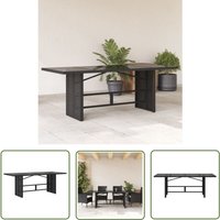Gartentisch mit Glasplatte Schwarz 190x80x75 cm Poly Rattan - Gartentisch - Esstisch - Outdoortisch - Terrassenmöbel - Balkonmöbel - The Living Store von THE LIVING STORE