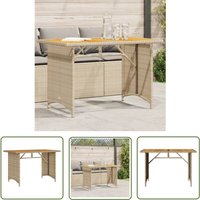 The Living Store - Gartentisch mit Holzplatte Beige 110x68x70 cm Poly Rattan - Esstisch - Gartentisch - Outdoor Möbel - Terrassenmöbel - Rattan Tisch von THE LIVING STORE