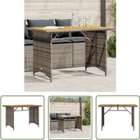 Gartentisch mit Holzplatte Grau 110x68x70 cm Poly Rattan - Gartentisch - Esstisch - Gartenmöbel - Terrassenmöbel - Polyrattan - The Living Store von THE LIVING STORE