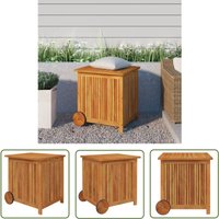Gartentruhe mit Rollen 60x50x58 cm Massivholz Akazie - Holztruhe - Gartenaufbewahrung - Außenlagerung - Gartenorganisation - Akazienholz - The Living von THE LIVING STORE