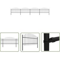 Gartenzaun mit Speerspitzen Stahl (1 - 1,25) x 6,8 m Schwarz - Gartenzaun - Stahlezaunt - Metallzaun - Sicherheitszaun - Privacyzaun - The Living von THE LIVING STORE