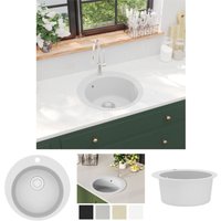 Granitspüle Einzelbecken Rund Weiß - Küchenspülen & Spülbecken - Weiß - The Living Store von THE LIVING STORE