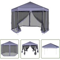 Hexagonal Pop-Up Zelt mit 6 Seitenwänden Dunkelblau 3,6x3,1 m - Pop Up Zelt - Gartenparty - Grillplatz - Festzelt - Sommergarten - The Living Store von THE LIVING STORE