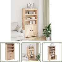 Highboard 80x35x154 cm Massivholz Kiefer - Holz Sideboard - Massives Kiefernholz - Wohnzimmermöbel - Regal - Sideboard - The Living Store von THE LIVING STORE