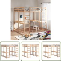 Hochbett mit Schreibtisch & Leiter 140x200 cm Massivholz Kiefer - Holzbett - Hochbett - Jugendzimmer - Kinderzimmer - Schlafzimmerschrank - The Hochbett mit Schreibtisch & Leiter 140x200 cm Massivholz Kiefer - Holzbett - Hochbett - Jugendzimmer - Kinderzimmer - Schlafzimmerschrank - The von THE LIVING STORE
