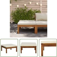 Hocker mit Cremeweißem Kissen Massivholz Akazie - Holzfußhocker - Gartenstuhl - Outdoormöbel - Akasienholz - Polstersessel - The Living Store Hocker mit Cremeweißem Kissen Massivholz Akazie - Holzfußhocker - Gartenstuhl - Outdoormöbel - Akasienholz - Polstersessel - The Living Store von THE LIVING STORE