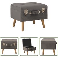 Hocker mit Stauraum 40 cm Grau Samt - Samt Sessel - Beistelltisch - Wohnzimmer Dekoration - Grau Samter Stuhl - Stauraum Möbel - The Living Store von THE LIVING STORE