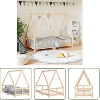 Kinderbett 80x160 cm Massivholz Kiefer - Holz Kinderbett - Kiefernholz Kinderbett - Kinderzimmer Dekoration - Hausförmiges Kinderbett - Betten Für von THE LIVING STORE