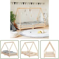 Kinderbett 90x190 cm Massivholz Kiefer - Holz Kinderbett - Kiefernholz Bett - Kinderzimmer Möbel - Jugendzimmer Einrichtung - Hausförmiges Kinderbett von THE LIVING STORE