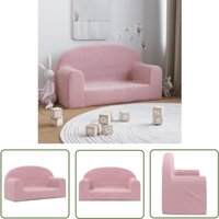 Kindersofa 2-Sitzer Rosa Weich Plüsch - Kindercouch - Rosa Sofa - Kuschel Sofa - Kinderzimmersofa - Sitzsack Kinder - The Living Store von THE LIVING STORE