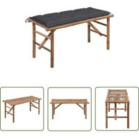 Klappbare Gartenbank mit Auflage 118 cm Bambus - Bambus Gartenbank - Klappbank - Outdoor Möbel - Gartenmöbel - Terrasse - The Living Store von THE LIVING STORE