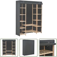 Kleiderschrank Grau 135 x 40 x 170 cm Stoff - Kleiderschrank - Grau - Stoffschrank - Garderobenraum - Einbauschrank - The Living Store von THE LIVING STORE