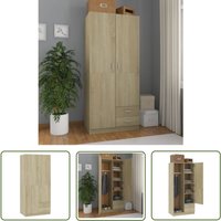 Kleiderschrank Sonoma-Eiche 80x52x180 cm Holzwerkstoff - Schreibtisch - Garderobe - Kommode - Möbelstück - Wohnzimmer - The Living Store von THE LIVING STORE