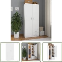 Kleiderschrank Weiß 80x52x180 cm Holzwerkstoff - Schreibtisch - Garderobe - Kommode - Möbelstück - Wohnzimmer - The Living Store Kleiderschrank Weiß 80x52x180 cm Holzwerkstoff - Schreibtisch - Garderobe - Kommode - Möbelstück - Wohnzimmer - The Living Store von THE LIVING STORE