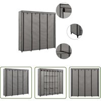 Kleiderschrank mit 4 Fächern Grau 175 x 45 x 170 cm - Kleiderständer - Garderobenstange - Schuhschrank - Stauraum - Wandmontage - The Living Store Kleiderschrank mit 4 Fächern Grau 175 x 45 x 170 cm - Kleiderständer - Garderobenstange - Schuhschrank - Stauraum - Wandmontage - The Living Store von THE LIVING STORE