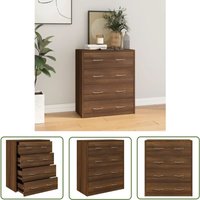 Kommode mit 4 Schubladen 60x30,5x71 cm Braun Eichen-Optik - Kommode - Sideboard - Wohnzimmermöbel - Holzmöbel - Eiche Optik - The Living Store von THE LIVING STORE