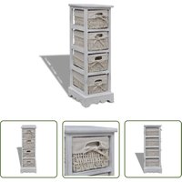 Korbregal Holz mit 4 Körben Weiß - Korbs Regal - Holzkorb - Wohnzimmer Deko - Aufbewahrungsregale - Sideboard - The Living Store von THE LIVING STORE