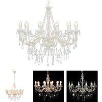 Kronleuchter mit Perlen Weiß 12 x E14-Fassungen - Kronleuchter - Weiß - The Living Store von THE LIVING STORE