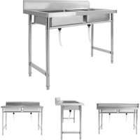Küchenspüle Doppelbecken Edelstahl - Küchenspülen & Spülbecken - Silber - The Living Store von THE LIVING STORE