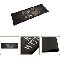The Living Store - Küchenteppich Waschbar Tasse Schwarz 60x180 cm Samt - Küchenläufer - Samt - Anti-Rutsch - Washable - Wohnzimmer von THE LIVING STORE