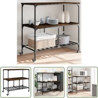 Küchenwagen Räuchereiche 100x50x95 cm Holzwerkstoff - Küchentisch - Servierwagen - Lagertisch - Mobiliar - Vintage Stil - The Living Store Küchenwagen Räuchereiche 100x50x95 cm Holzwerkstoff - Küchentisch - Servierwagen - Lagertisch - Mobiliar - Vintage Stil - The Living Store von THE LIVING STORE