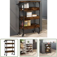 Küchenwagen Räuchereiche 53x20x76 cm Holzwerkstoff - Küchentisch - Küchenschrank - Kücheninsel - Rollwagen - Mobiliar - The Living Store von THE LIVING STORE