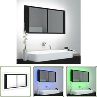 The Living Store - LED-Bad-Spiegelschrank Schwarz 90x12x45 cm Acryl - LED-Spiegelschrank - Badezimmerspiegel - Acrylspiegel - Schwarzer von THE LIVING STORE