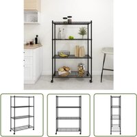 Lagerregal mit 4 Böden und Rollen 90x35x142 cm Schwarz 200 kg - Lagerregal - Industrieregals - Metallregal - Werkzeugschrank - Stahlregal - The von THE LIVING STORE