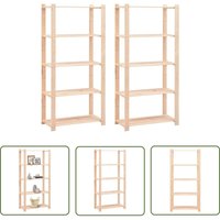 Lagerregale 5 Böden 2 Stk. 80×38×170cm Kiefer Massivholz 250kg - Regal - Holzregal - Lagerregal - Industrieregals - Kiefernregal - The Living Store von THE LIVING STORE