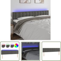 Led Kopfteil Dunkelgrau 180x5x78/88 cm Samt - Samt Kopfteil - Bettkopfteil - led Beleuchtung - Lesekopfstütze - Nachttischlampe - The Living Store von THE LIVING STORE