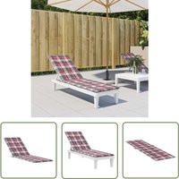 The Living Store - Liegestuhl-Auflage Rot Karomuster (75+105)x50x4 cm - Gartenstuhlkissen - Liegeplatzmatte - Outdoorkissen - Oxfordgewebe von THE LIVING STORE
