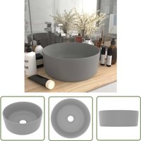 The Living Store - Luxuriöses Waschbecken Rund Matt Hellgrau 40x15 cm Keramik - Runde Waschbecken - Keramikwaschbecken - Matt Hellgrau - Luxusbad The Living Store - Luxuriöses Waschbecken Rund Matt Hellgrau 40x15 cm Keramik - Runde Waschbecken - Keramikwaschbecken - Matt Hellgrau - Luxusbad von THE LIVING STORE