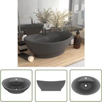 The Living Store - Luxus-Waschbecken Überlauf Matt Dunkelgrau 58,5x39cm Keramik - Ovales Waschbecken - Keramikwaschbecken - Matt Dunkelgrau The Living Store - Luxus-Waschbecken Überlauf Matt Dunkelgrau 58,5x39cm Keramik - Ovales Waschbecken - Keramikwaschbecken - Matt Dunkelgrau von THE LIVING STORE