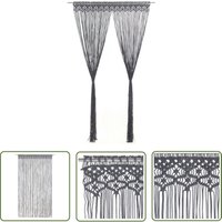 Makramee Vorhang Anthrazit 140x240 cm Baumwolle - Makrameevorhang - Fensterdeko - Wohnaccessoires - Baumwollvorhang - Anthrazit - The Living Store von THE LIVING STORE