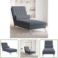 Massage-Chaiselongue mit Nackenrolle Dunkelgrau Samt - Chaiselongue - Relaxsessel - Massagesessel - Wohnzimmermöbel - Samt Sessel - The Living Store Massage-Chaiselongue mit Nackenrolle Dunkelgrau Samt - Chaiselongue - Relaxsessel - Massagesessel - Wohnzimmermöbel - Samt Sessel - The Living Store von THE LIVING STORE