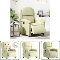 Massagesessel Elektrisch Creme Echtleder - Massage Stuhl - Elektrischer Sessel - Relaxsessel - Ledersessel - Fernsehsessel - The Living Store von THE LIVING STORE