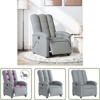 Massagesessel Elektrisch Hellgrau Stoff - Massage Stuhl - Elektrischer Massagesessel - Relaxsessel - Fernsehsessel - Bequeme Lounge Chair - The von THE LIVING STORE